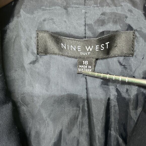 NINE WEST Jacket Women 16 Blue‎ Blazer Collared Pockets Office Career 2224 - Picture 6 of 7